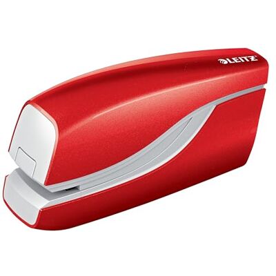 Leitz WOW elektrisches Heftgerät, 10 Blatt Kapazität, batteriebetrieben, inkl. 1000x E1 Heftklammern, Ideal für Büro und Geschäfte, Metallic Rot, 55661026 Leitz WOW elektrisches Heftgerät, 10 Blatt Kapazität, batteriebetrieben, inkl. 1000x E1 Heftklammern, Ideal für Büro und Geschäfte, Metallic Rot, 55661026