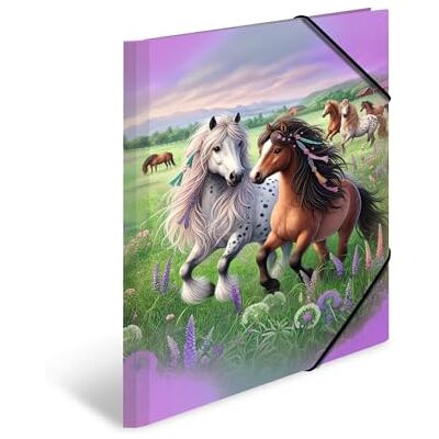 Herma Sammelmappe A3 Pferdewelt, Eckspanner-Mappe aus Pappe mit Kindergarten Motiv, Gummizug, Innenklappen und Innendruck für Jungen, Mädchen und Kinder Herma Sammelmappe A3 Pferdewelt, Eckspanner-Mappe aus Pappe mit Kindergarten Motiv, Gummizug, Innenklappen und Innendruck für Jungen, Mädchen und Kinder