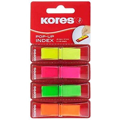 Kores N45127 Haftstreifen Pagemarker POP-UP, 45 x 12 mm, 4 verschiedene Farben zu je 40 Blatt sortiert im Dispenser Kores N45127 Haftstreifen Pagemarker POP-UP, 45 x 12 mm, 4 verschiedene Farben zu je 40 Blatt sortiert im Dispenser