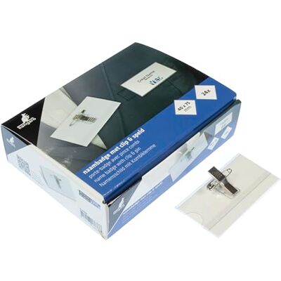 Kangaro Namensschild 40x75 mm Box mit 24 Stück inklusive Clip, Nadel und weißen Einsteckkarten Kangaro Namensschild 40x75 mm Box mit 24 Stück inklusive Clip, Nadel und weißen Einsteckkarten
