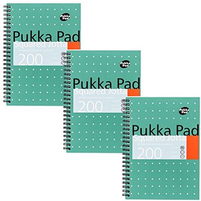Pukka Pad , karierter Notizbuch im A5-Format, 3er-Pack – 21 x 14,9 cm – Spiralbindung mit 5 mm dicken Kariert auf 80 g/m² weißem Papier mit perforierten Kanten zum einfachen Entfernen – 200 Seiten Pukka Pad , karierter Notizbuch im A5-Format, 3er-Pack – 21 x 14,9 cm – Spiralbindung mit 5 mm dicken Kariert auf 80 g/m² weißem Papier mit perforierten Kanten zum einfachen Entfernen – 200 Seiten