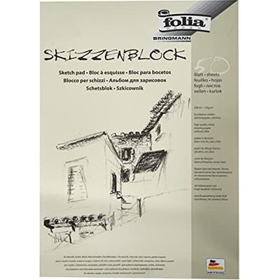 folia 8304 Skizzenblock, DIN A4, 120 g/qm, weiß, 50 Blatt hochfeines, weißes Zeichenpapier, chlorfrei folia 8304 Skizzenblock, DIN A4, 120 g/qm, weiß, 50 Blatt hochfeines, weißes Zeichenpapier, chlorfrei