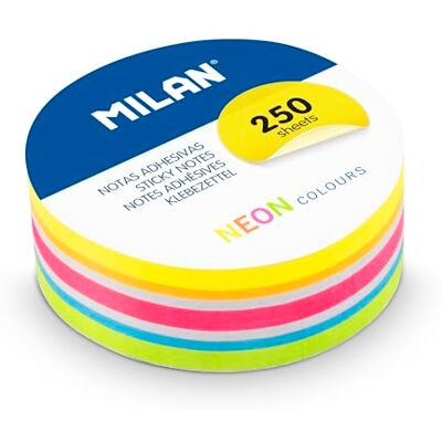 MILAN ® Block mit 250 Haftnotizen, abnehmbar, rund, Neonfarben, Ø 67 mm MILAN ® Block mit 250 Haftnotizen, abnehmbar, rund, Neonfarben, Ø 67 mm
