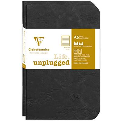 Clairefontaine 734171C Age Bag DUO Set aus 2 Notizheften 9x14cm , geheftet, 48 Blatt 90g, liniert Schwarz, 1 Set Clairefontaine 734171C Age Bag DUO Set aus 2 Notizheften 9x14cm , geheftet, 48 Blatt 90g, liniert Schwarz, 1 Set