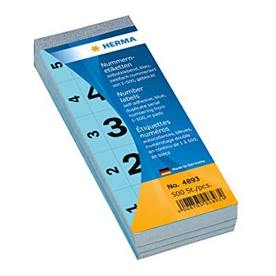 Herma 4893 Nummernblock Zahlen 1-500, doppelt, 500 Stück, 56 x 28 mm, selbstklebend, matt, 2fach fortlaufende Papier Nummernetiketten Zahlenetiketten Anlagenummern, rot Herma 4893 Nummernblock Zahlen 1-500, doppelt, 500 Stück, 56 x 28 mm, selbstklebend, matt, 2fach fortlaufende Papier Nummernetiketten Zahlenetiketten Anlagenummern, rot