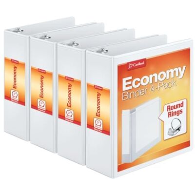 Tops Cardinal Economy 3-Ringbuch, 7,6 cm, Präsentationsansicht, weiß, hält 625 Blatt, antihaftbeschichtet, PVC-frei, 4 Stück (00430) Tops Cardinal Economy 3-Ringbuch, 7,6 cm, Präsentationsansicht, weiß, hält 625 Blatt, antihaftbeschichtet, PVC-frei, 4 Stück (00430)