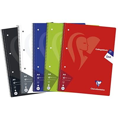 Clairefontaine 307253C Packung mit 5 Heften / Collegeblöcken, DIN A4, 80 Blatt 90g dot/punktkariert, Farben sortiert, 1 Pack Clairefontaine 307253C Packung mit 5 Heften / Collegeblöcken, DIN A4, 80 Blatt 90g dot/punktkariert, Farben sortiert, 1 Pack