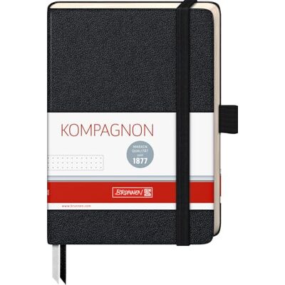 BRUNNEN Notizbuch Kompagnon Klassik A6, punktiert, Stifthalter, schwarz BRUNNEN Notizbuch Kompagnon Klassik A6, punktiert, Stifthalter, schwarz