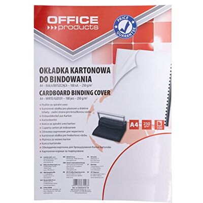OFFICER PRODUCTS OFFICE PRODUCTS 20232515-14 Deckblätter Einbanddeckel zum Binden/ 100 Stück/Weiß Karton Glänzend/Hartkarton Kartondeckel/DIN A4 / Stärke 250 Mikron/für Plastikbindung und Drahtbindung OFFICER PRODUCTS OFFICE PRODUCTS 20232515-14 Deckblätter Einbanddeckel zum Binden/ 100 Stück/Weiß Karton Glänzend/Hartkarton Kartondeckel/DIN A4 / Stärke 250 Mikron/für Plastikbindung und Drahtbindung