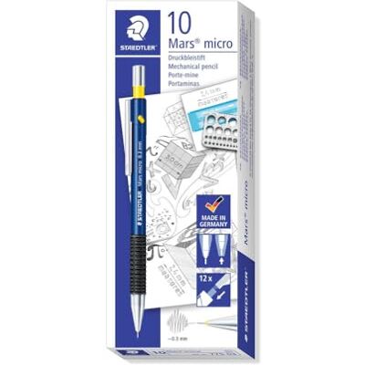 Staedtler Mars Micro Druckbleistift, 0,3 mm, 10 Stück 775 03 Metallclip mit Radierer, rutschfeste Gummigriffzone – nachfüllbar – Art.-Nr. 775 03 Staedtler Mars Micro Druckbleistift, 0,3 mm, 10 Stück 775 03 Metallclip mit Radierer, rutschfeste Gummigriffzone – nachfüllbar – Art.-Nr. 775 03