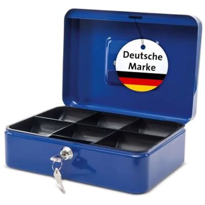 MAUL Geldkassette blau mit Münzeinsatz und 2 Schlüsseln robuster Stahlkorpus, Zylinderschloss, 6 Hartgeldmulden, Fach für Scheine und Belege MAUL Geldkassette blau mit Münzeinsatz und 2 Schlüsseln robuster Stahlkorpus, Zylinderschloss, 6 Hartgeldmulden, Fach für Scheine und Belege