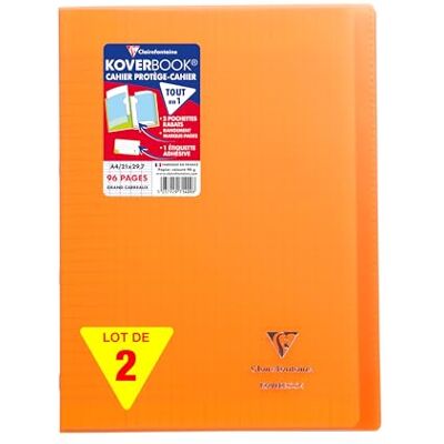 Clairefontaine 971409AMZC Lot de 2 Cahiers Agrafés Koverbook A4 21x29,7 cm 96 Pages Grands Carreaux Papier Blanc 90 g Couvertures Polypro orange Clairefontaine 971409AMZC Lot de 2 Cahiers Agrafés Koverbook A4 21x29,7 cm 96 Pages Grands Carreaux Papier Blanc 90 g Couvertures Polypro orange