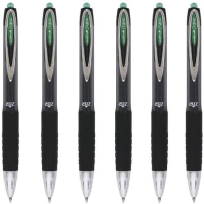 uni-ball Uni Mitsubishi Pencil Gelroller, langlebig, Signo 207 UMN207, rutschfester Griff, Stahlspitze 0,7 mm, mittlere Schrift, flüssiges Schreiben, grüne Tinte, 5 Stück uni-ball Uni Mitsubishi Pencil Gelroller, langlebig, Signo 207 UMN207, rutschfester Griff, Stahlspitze 0,7 mm, mittlere Schrift, flüssiges Schreiben, grüne Tinte, 5 Stück