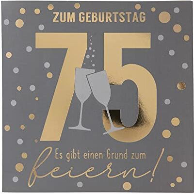 Depesche 11515-052 Zahlenkarte zum 75. Geburtstag mit Musik, veredelte Klappkarte mit originellem Innentext, inkl. Umschlag, Format 15,5 x 15,5 cm Depesche 11515-052 Zahlenkarte zum 75. Geburtstag mit Musik, veredelte Klappkarte mit originellem Innentext, inkl. Umschlag, Format 15,5 x 15,5 cm