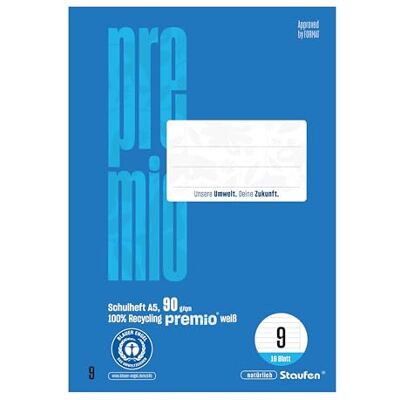 Staufen Premio Schulheft 10 Hefte à 16 Blatt, DIN A5, 14 Doppellinien Lineatur 3, 100% Recyclingpapier, zertifiziert mit dem Blauen Engel, abgerundete Ecken, 90 g/m² Papier Staufen Premio Schulheft 10 Hefte à 16 Blatt, DIN A5, 14 Doppellinien Lineatur 3, 100% Recyclingpapier, zertifiziert mit dem Blauen Engel, abgerundete Ecken, 90 g/m² Papier