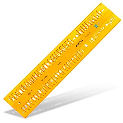 Aristo Isonorm Schriftschablone gerade Mittelschrift (7,0 mm, H-Profil, Typ B, formstabiler PET-Kunststoff) orange-transparent Aristo Isonorm Schriftschablone gerade Mittelschrift (7,0 mm, H-Profil, Typ B, formstabiler PET-Kunststoff) orange-transparent