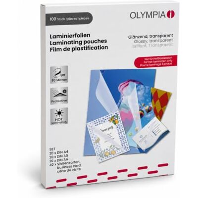 Olympia Laminierfolien-Set 80 Mikron DIN A4, A5,A6, Visitenkarte Olympia Laminierfolien-Set 80 Mikron DIN A4, A5,A6, Visitenkarte