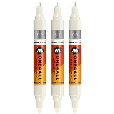 Molotow One4All Acrylic Twin Marker (Strichstärke 1.5 mm und 4 mm, hochdeckend und permanent) 3 Stück Farbe 229 natur weiß Molotow One4All Acrylic Twin Marker (Strichstärke 1.5 mm und 4 mm, hochdeckend und permanent) 3 Stück Farbe 229 natur weiß