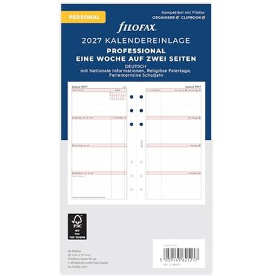 Filofax Kalendereinlage Personal Professional 1 Woche auf 2 Seiten deutsch 2027 Filofax Kalendereinlage Personal Professional 1 Woche auf 2 Seiten deutsch 2027
