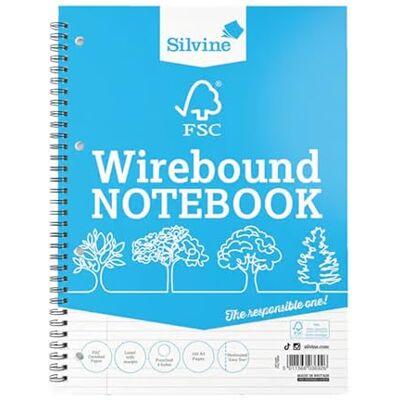 Silvine FSCTWA5 Notizbuch, A5, 2 Stück, liniert, 8 mm fein, 160 Seiten FSC-zertifiziertes Papier Silvine FSCTWA5 Notizbuch, A5, 2 Stück, liniert, 8 mm fein, 160 Seiten FSC-zertifiziertes Papier