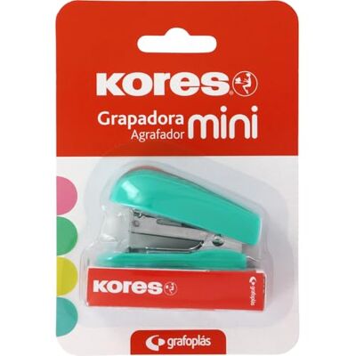Kores Mini-Heftgerät Minzgrün + 1000 Heftklammern 24/6, kompatibel mit 26/6, kompakte Größe 6 x 4,5 x 3 cm, Kapazität 12 Blatt Papier 80 g, ideal als Büromaterial, perfekt für Schulmäppchen Kores Mini-Heftgerät Minzgrün + 1000 Heftklammern 24/6, kompatibel mit 26/6, kompakte Größe 6 x 4,5 x 3 cm, Kapazität 12 Blatt Papier 80 g, ideal als Büromaterial, perfekt für Schulmäppchen