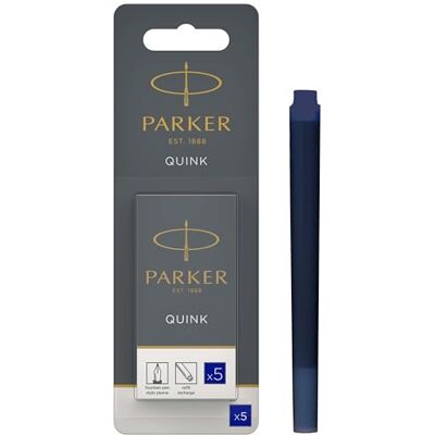 Parker Tintenpatronen für Füller lange Patronen blaue QUINK Tinte 5 Stück (Blister-Packung) Parker Tintenpatronen für Füller lange Patronen blaue QUINK Tinte 5 Stück (Blister-Packung)