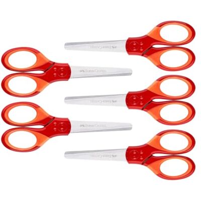 Faber-Castell 205259 Schere mit Klingenschutz, 5er Set, Schulschere für Rechts- und Linkshänder Faber-Castell 205259 Schere mit Klingenschutz, 5er Set, Schulschere für Rechts- und Linkshänder