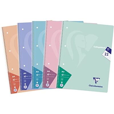 Clairefontaine 306252C Packung mit 5 Heften / Collegeblöcken, DIN A4, 80 Blatt 90g kariert, Pastellfarben sortiert, 1 Pack Clairefontaine 306252C Packung mit 5 Heften / Collegeblöcken, DIN A4, 80 Blatt 90g kariert, Pastellfarben sortiert, 1 Pack