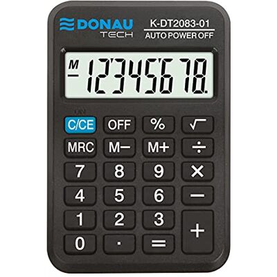 DONAU TECH Taschenrechner / 8-Stellig Wurzelfunktion/ 8,9 x 5,6 x 1,1 cm/Schwarz/Rechner mit 8-stelliger Anzeige/Batteriebetrieb/Kompaktes Design DONAU TECH Taschenrechner / 8-Stellig Wurzelfunktion/ 8,9 x 5,6 x 1,1 cm/Schwarz/Rechner mit 8-stelliger Anzeige/Batteriebetrieb/Kompaktes Design