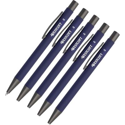 Westcott PRIMESOFT-XB Kugelschreiber 5 Stück 5er Set Blaue Premium Kugelschreiber aus Aluminium Dokumentenecht mit blauer Tinte Strichstärke XB 1,4 mm E-745005 00 Westcott PRIMESOFT-XB Kugelschreiber 5 Stück 5er Set Blaue Premium Kugelschreiber aus Aluminium Dokumentenecht mit blauer Tinte Strichstärke XB 1,4 mm E-745005 00