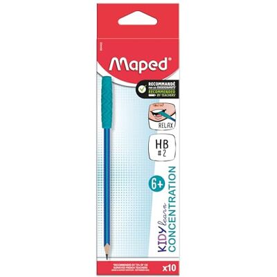 Maped Box mit 10 ergonomischen Graphitstiften mit entspannenden Kauspitzen – HB2 Mine – strukturierter Griff Maped Box mit 10 ergonomischen Graphitstiften mit entspannenden Kauspitzen – HB2 Mine – strukturierter Griff