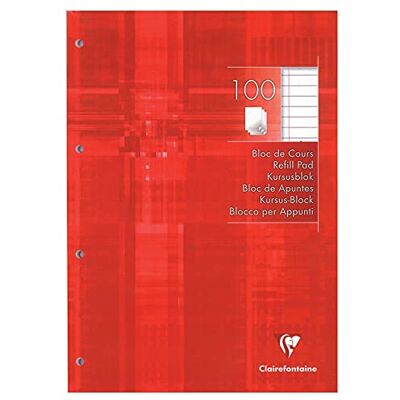 Clairefontaine 5818C Kursusblock Schreibblock mit 100 Blatt, liniert mit Rand, 90g, DIN A4 (21 x 29,7cm), für Studium und Schule, 1 Stück Clairefontaine 5818C Kursusblock Schreibblock mit 100 Blatt, liniert mit Rand, 90g, DIN A4 (21 x 29,7cm), für Studium und Schule, 1 Stück
