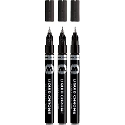 Molotow Liquid Chrome Marker 1,0 mm (Metallic Stift mit Spezialtinte mit echtem Spiegeleffekt für Modellbau, Graffiti & Hobby) 3 Stück chrom Molotow Liquid Chrome Marker 1,0 mm (Metallic Stift mit Spezialtinte mit echtem Spiegeleffekt für Modellbau, Graffiti & Hobby) 3 Stück chrom