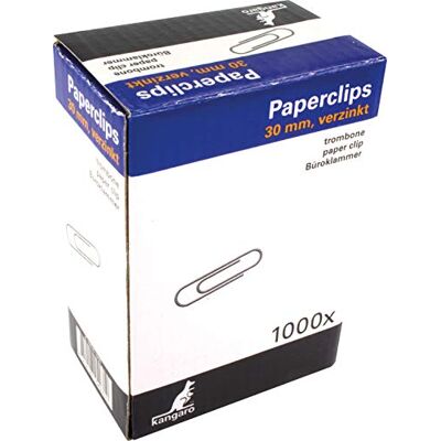 Kangaro Briefklammern 30 mm rund Box 1000 Stück, verzinkt Kangaro Briefklammern 30 mm rund Box 1000 Stück, verzinkt