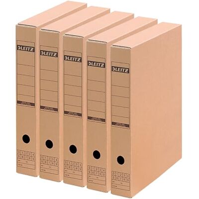 Leitz Premium Archiv-Schachtel mit Verschlusslasche, 70 mm Rückenbreite, Aktenkarton A3, Aufbewahrungsboxen mit Deckel, 100 % recycelbare Lagerbox, Faltbare Kartonverpackung, 5 Stück, Braun, 60850000 Leitz Premium Archiv-Schachtel mit Verschlusslasche, 70 mm Rückenbreite, Aktenkarton A3, Aufbewahrungsboxen mit Deckel, 100 % recycelbare Lagerbox, Faltbare Kartonverpackung, 5 Stück, Braun, 60850000