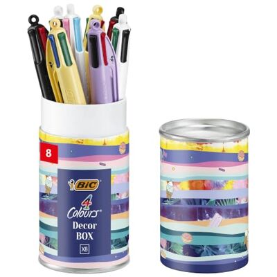 BIC 4 Colours Decors Kugelschreiber, 4 Farben, Geschenkbox, 8 Stück BIC 4 Colours Decors Kugelschreiber, 4 Farben, Geschenkbox, 8 Stück
