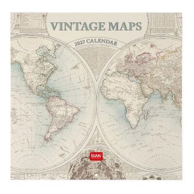 LEGAMI – Kalender 2027 Wandkalender, Vintage Maps, 12 Monate, 30 x 29 cm LEGAMI – Kalender 2027 Wandkalender, Vintage Maps, 12 Monate, 30 x 29 cm