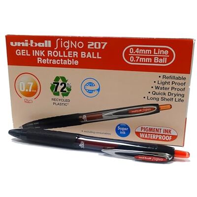 uni-ball Rollerball Signo UMN-207E Gel-Tinte, Rot, 0,7 mm, Box, 12 Stück uni-ball Rollerball Signo UMN-207E Gel-Tinte, Rot, 0,7 mm, Box, 12 Stück