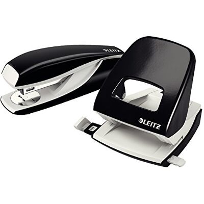 Leitz NeXXt Büro Heftgerät und Locher-Set, Für 30 Blatt, Schwarz Locher mit Anschlagschiene, Tacker mit einfacher Befüllung, Ergonomisches Design, für Büro, Schule und zu Hause, 50950095 Leitz NeXXt Büro Heftgerät und Locher-Set, Für 30 Blatt, Schwarz Locher mit Anschlagschiene, Tacker mit einfacher Befüllung, Ergonomisches Design, für Büro, Schule und zu Hause, 50950095