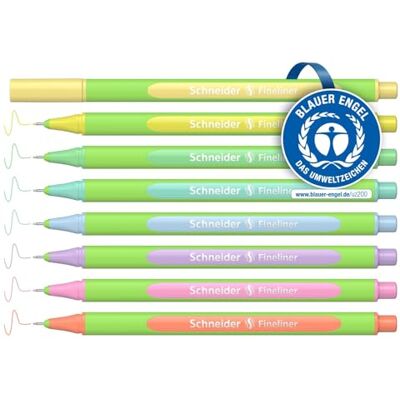 Schneider 191088 Line-Up Pastell Fineliner (Strichstärke 0,4 mm, aus biobasiertem Kunststoff, ausgezeichnet mit Der blaue Engel) 8 Stück, sortiert Schneider 191088 Line-Up Pastell Fineliner (Strichstärke 0,4 mm, aus biobasiertem Kunststoff, ausgezeichnet mit Der blaue Engel) 8 Stück, sortiert