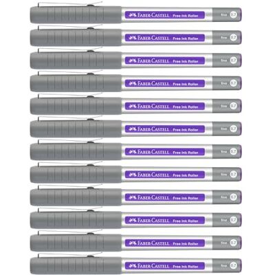 Faber-Castell Tintenroller Free Ink Violett, 12 Stück Dokumentenechter Rollerball mit 0,4 mm Spitze für präzises Schreiben und Notizen Faber-Castell Tintenroller Free Ink Violett, 12 Stück Dokumentenechter Rollerball mit 0,4 mm Spitze für präzises Schreiben und Notizen