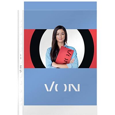 Leitz VON 50er Pack Transparente Prospekthülle A4, Öffnung oben, Hochwertiger, transparenter Kunststoff, Säurefrei, Dokumentenecht und gelocht, 50 Stück, 40271003 Leitz VON 50er Pack Transparente Prospekthülle A4, Öffnung oben, Hochwertiger, transparenter Kunststoff, Säurefrei, Dokumentenecht und gelocht, 50 Stück, 40271003