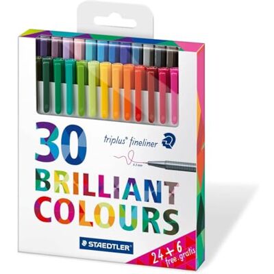 Staedtler 334 C30P Fineliner triplus (dreikant, Set mit 30 brillanten Farben, hohe Qualität Made in Germany, superfeine, metallgefasste Spitze, Linienbreite ca. 0,3 mm) Staedtler 334 C30P Fineliner triplus (dreikant, Set mit 30 brillanten Farben, hohe Qualität Made in Germany, superfeine, metallgefasste Spitze, Linienbreite ca. 0,3 mm)