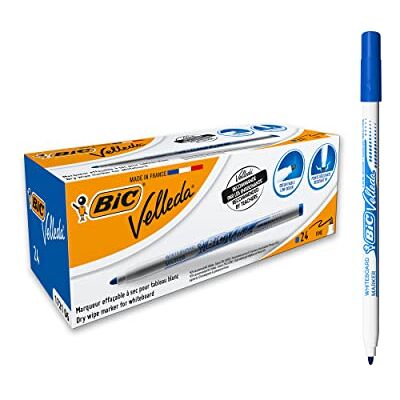 BIC Velleda 1721 Ketone Whiteboard-Marker (runde Spitze, 1,5 mm) Packung à 24 Stück Blau BIC Velleda 1721 Ketone Whiteboard-Marker (runde Spitze, 1,5 mm) Packung à 24 Stück Blau