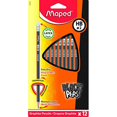 Maped HB Bleistift mit Radiergummi, 12 Stück Maped HB Bleistift mit Radiergummi, 12 Stück