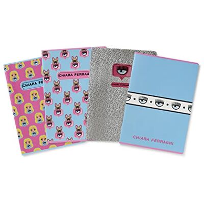 Pigna Maxi-Notizbücher Chiara Ferragni & , A4-Format, 1R liniertes Notizbuch, Azure/Pink-Mix-Fächer, 5 Notizbücher-Pack Pigna Maxi-Notizbücher Chiara Ferragni & , A4-Format, 1R liniertes Notizbuch, Azure/Pink-Mix-Fächer, 5 Notizbücher-Pack