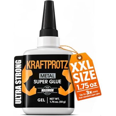 KRAFTPROTZ Sekundenkleber Gel für Metall extra stark – XXL 50 g Metallkleber transparent, wasserfest & hitzebeständig – Anti-Austrocknungs-Spitze – Kleber für Aluminium, Stahl, Kupfer, Eisen KRAFTPROTZ Sekundenkleber Gel für Metall extra stark – XXL 50 g Metallkleber transparent, wasserfest & hitzebeständig – Anti-Austrocknungs-Spitze – Kleber für Aluminium, Stahl, Kupfer, Eisen