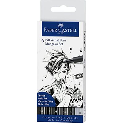 Faber-Castell 167124 Tuschestifte Mangaka Set, Etui mit 6 Stiften, Feine Spitzen, Soft Brush und Soft Calligraphy in Schwarz und Kaltgrau, Geeignet für Präzises Zeichnen und Kreative Manga-Kunstwerke Faber-Castell 167124 Tuschestifte Mangaka Set, Etui mit 6 Stiften, Feine Spitzen, Soft Brush und Soft Calligraphy in Schwarz und Kaltgrau, Geeignet für Präzises Zeichnen und Kreative Manga-Kunstwerke