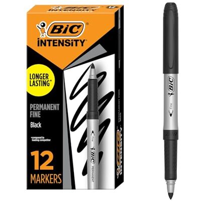 BIC Intensity Marker Ultra Fine, in schwarz, 12er Pack, Strichstärke: 0.6 mm, mit gummierter Griffzone BIC Intensity Marker Ultra Fine, in schwarz, 12er Pack, Strichstärke: 0.6 mm, mit gummierter Griffzone