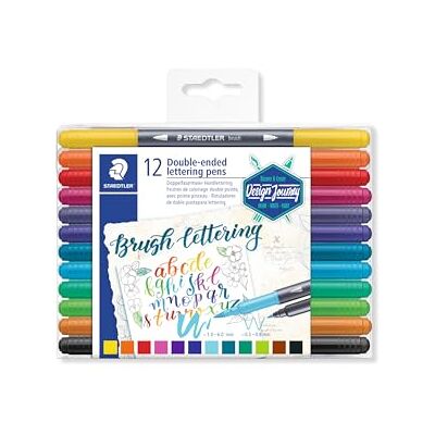 Staedtler 3004 TB12 Doppelfasermaler Handlettering (feine Spitze und Pinselspitze) Klarfaltetui mit 12 leuchtenden Farben Staedtler 3004 TB12 Doppelfasermaler Handlettering (feine Spitze und Pinselspitze) Klarfaltetui mit 12 leuchtenden Farben
